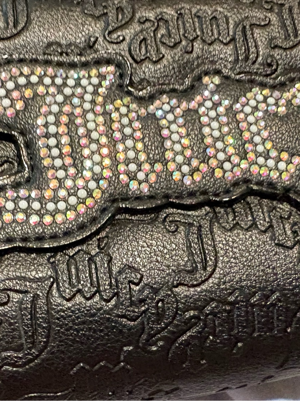 Juicy Couture Black Clutch with Crystal Logo Accents